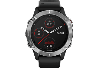 GARMIN fēnix 6 - Montre GPS multisports (Largeur : 22 mm, Silicone, Noir/Argent)