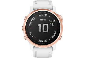 GARMIN fēnix 6S Pro - GPS-Multisport-Smartwatch (Breite: 20 mm, Silikon, Weiss/Roségold)