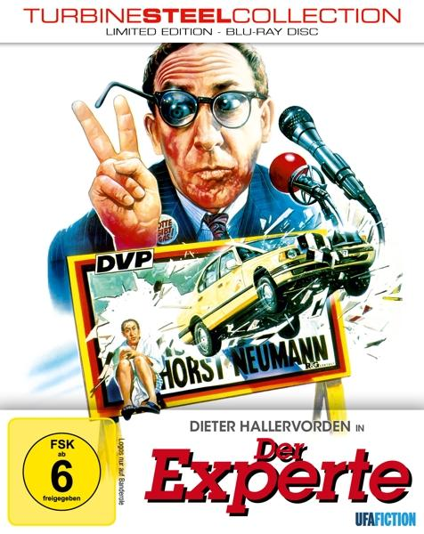 Blu-ray-Cover: Dieter Hallervorden mit Brille zeigt ein Friedenszeichen. Der Film heißt 'Der Experte'.