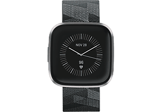 FITBIT Versa 2 Special Edition - Smartwatch (Cinturino in tessuto jacquard: S e L, cinturino Classic: S e L, Tessuto, Silicone, Grigio fumo/Grigio nebbia)