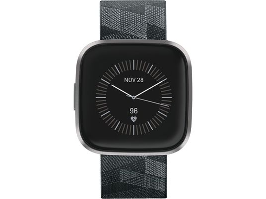 FITBIT Versa 2 Special Edition - Smartwatch (Cinturino in tessuto jacquard: S e L, cinturino Classic: S e L, Tessuto, Silicone, Grigio fumo/Grigio nebbia)