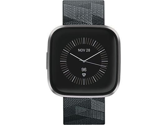 FITBIT Versa 2 Édition Spéciale - Montre connectée (Bracelet tissé jacquard : S et L, bracelet classique : S et L, Tissu, Silicone, Gris fumé/Gris brume)