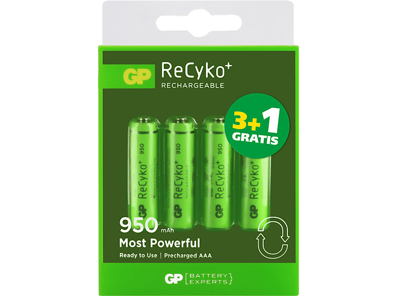 GP BATTERIES Herlaadbare AAA-batterijen ReCyko 950 mAh 4 stuks (100AAAHC3+1)