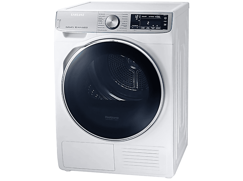 Secadora - SAMSUNG, DV90N8287AW/EC, 9 kg, Motor Digital Inverter, Secado por sensores, Blanco