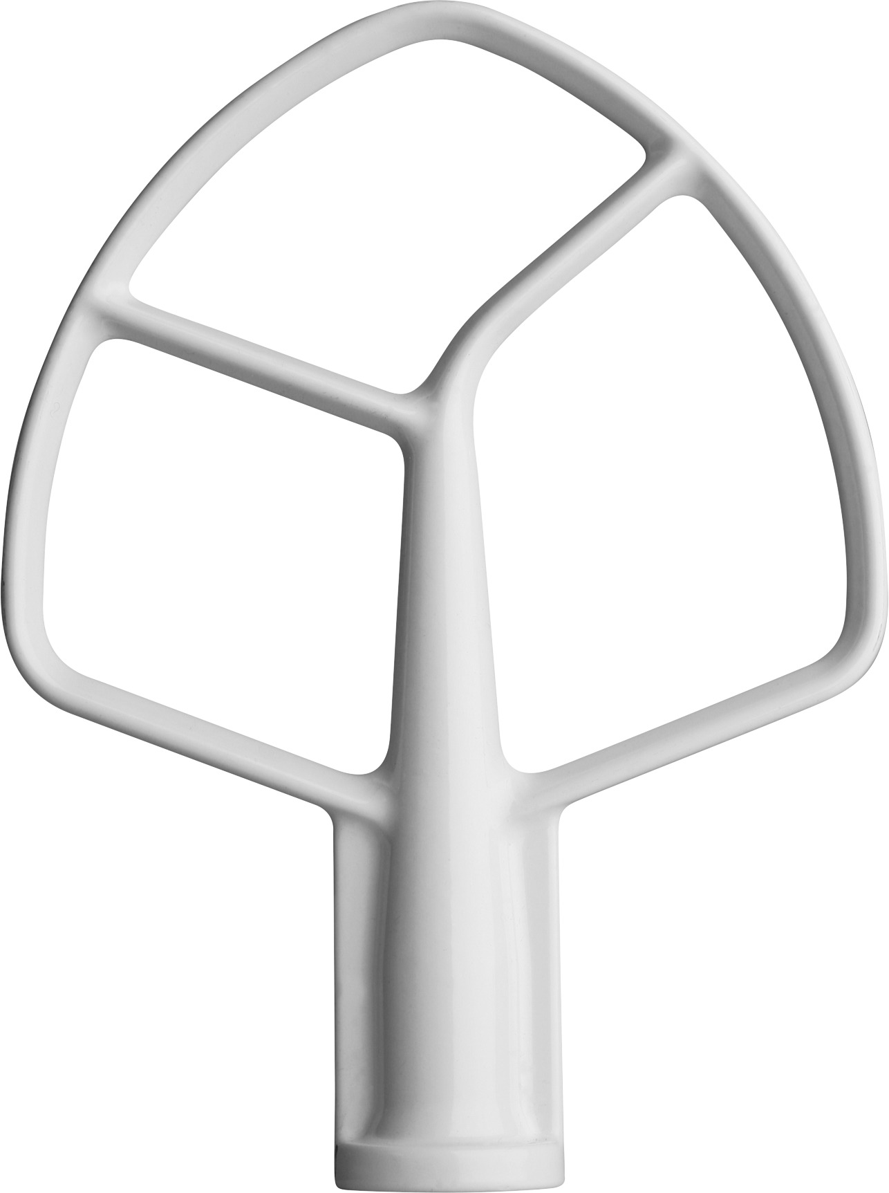 Ein weißer Aufsatz für einen Küchenmixer mit einzigartigem Klingendesign.