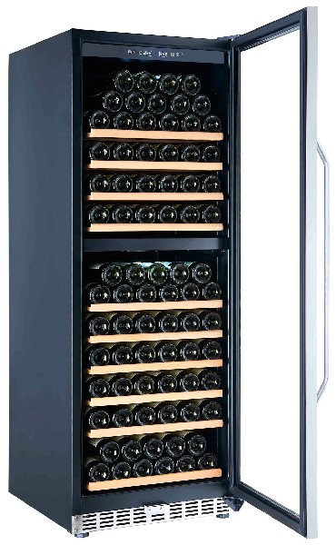 Vinoteca - La Sommelière MZ2V135, Integrable, 10 estantes madera, 135 botellas, Clase B, Negro