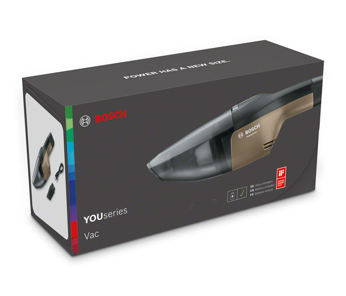 Verpackung für einen Bosch Akkusauger mit Aufdruck.