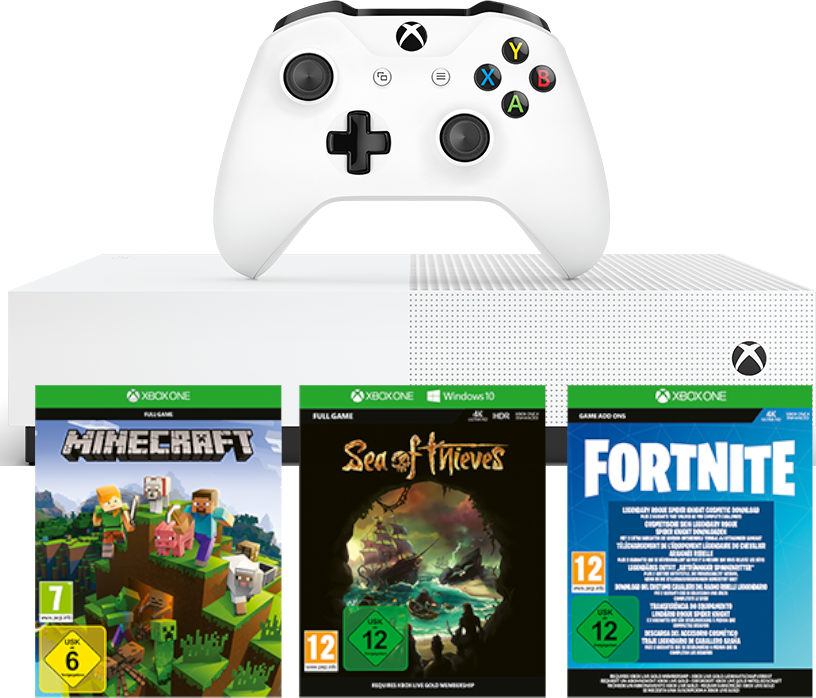 MICROSOFT Xbox One S 1TB All Digital Edition weiß (Konsole ohne optisches Laufwerk) + 3 Spiele