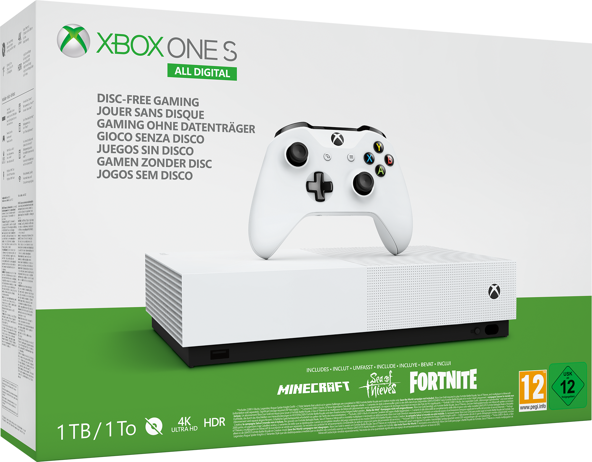 MICROSOFT Xbox One S 1TB All Digital Edition weiß (Konsole ohne optisches Laufwerk) + 3 Spiele