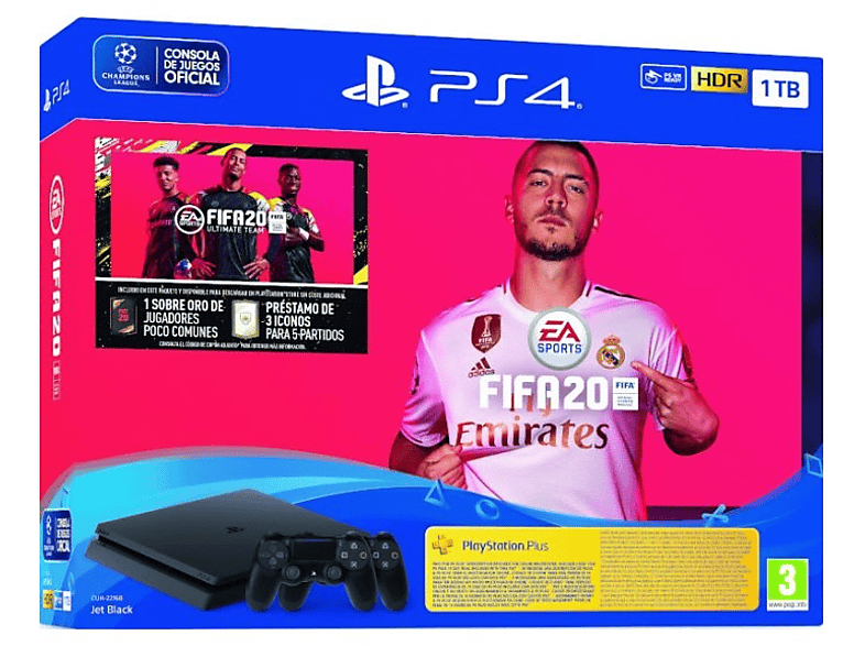 Consola | PS4 Slim de 1 TB + FIFA 20 + 2 mandos