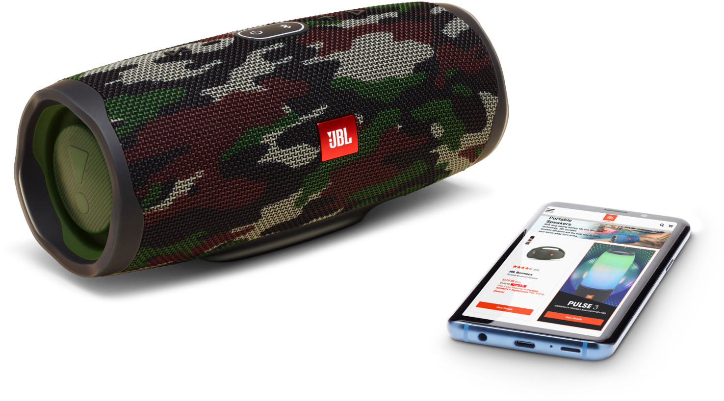 JBL Charge 4 Squad Edition Bluetooth Lautsprecher, Camouflage, Wasserfest