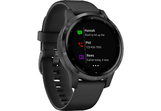 GARMIN vívoactive 4s - GPS-Smartwatch (Breite: 18 mm, Silikon, Schwarz/Schiefergrau)