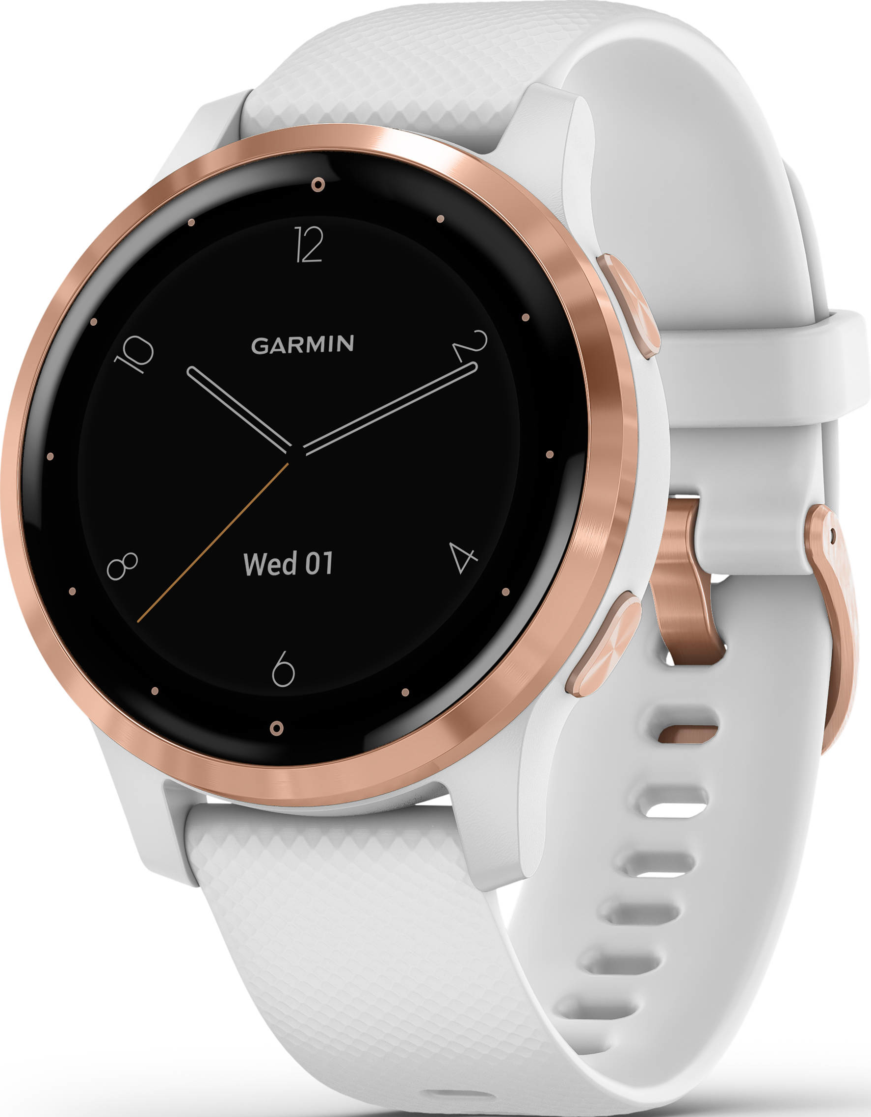 GARMIN vívoactive 4s - GPS-Smartwatch (Breite: 18 mm, Silikon, Weiss/Rosegold)