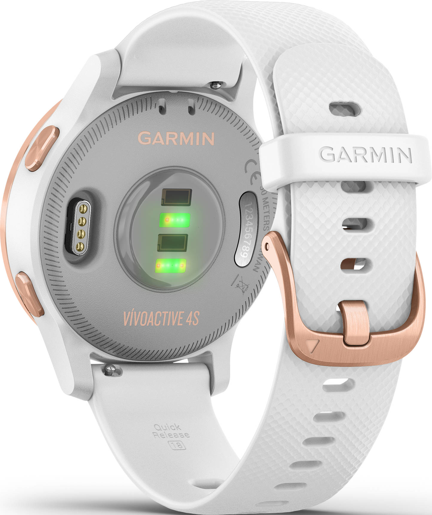 GARMIN vívoactive 4s - GPS-Smartwatch (Breite: 18 mm, Silikon, Weiss/Rosegold)