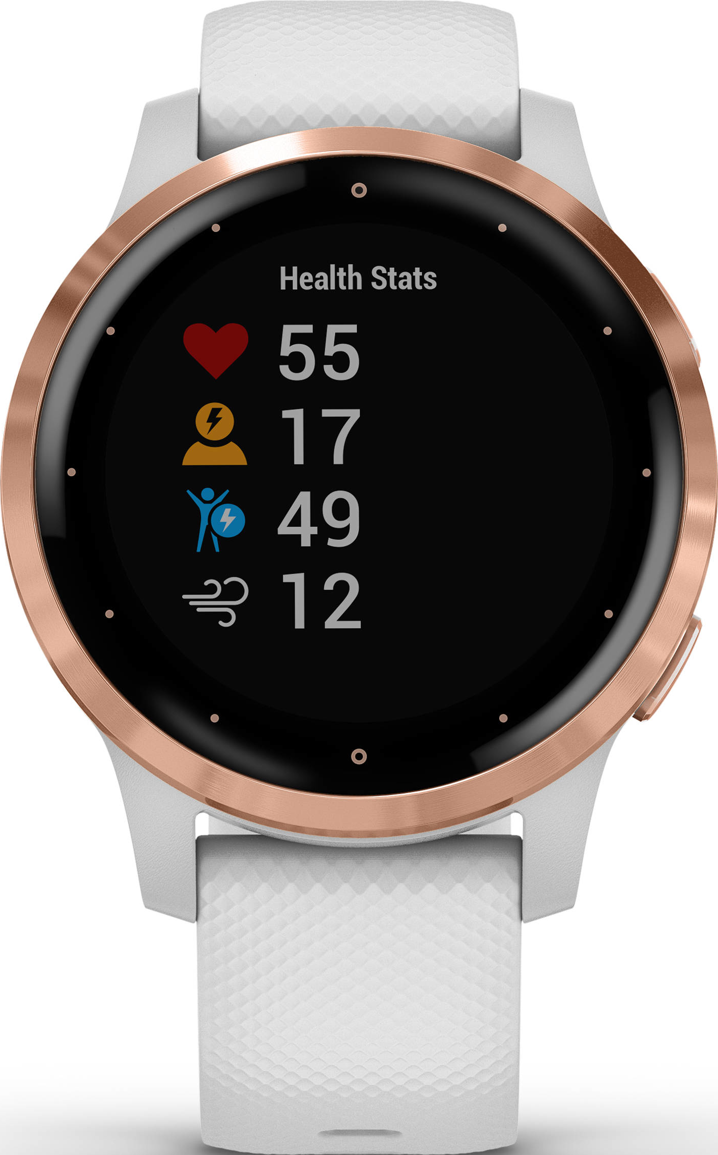 GARMIN vívoactive 4s - GPS-Smartwatch (Breite: 18 mm, Silikon, Weiss/Rosegold)