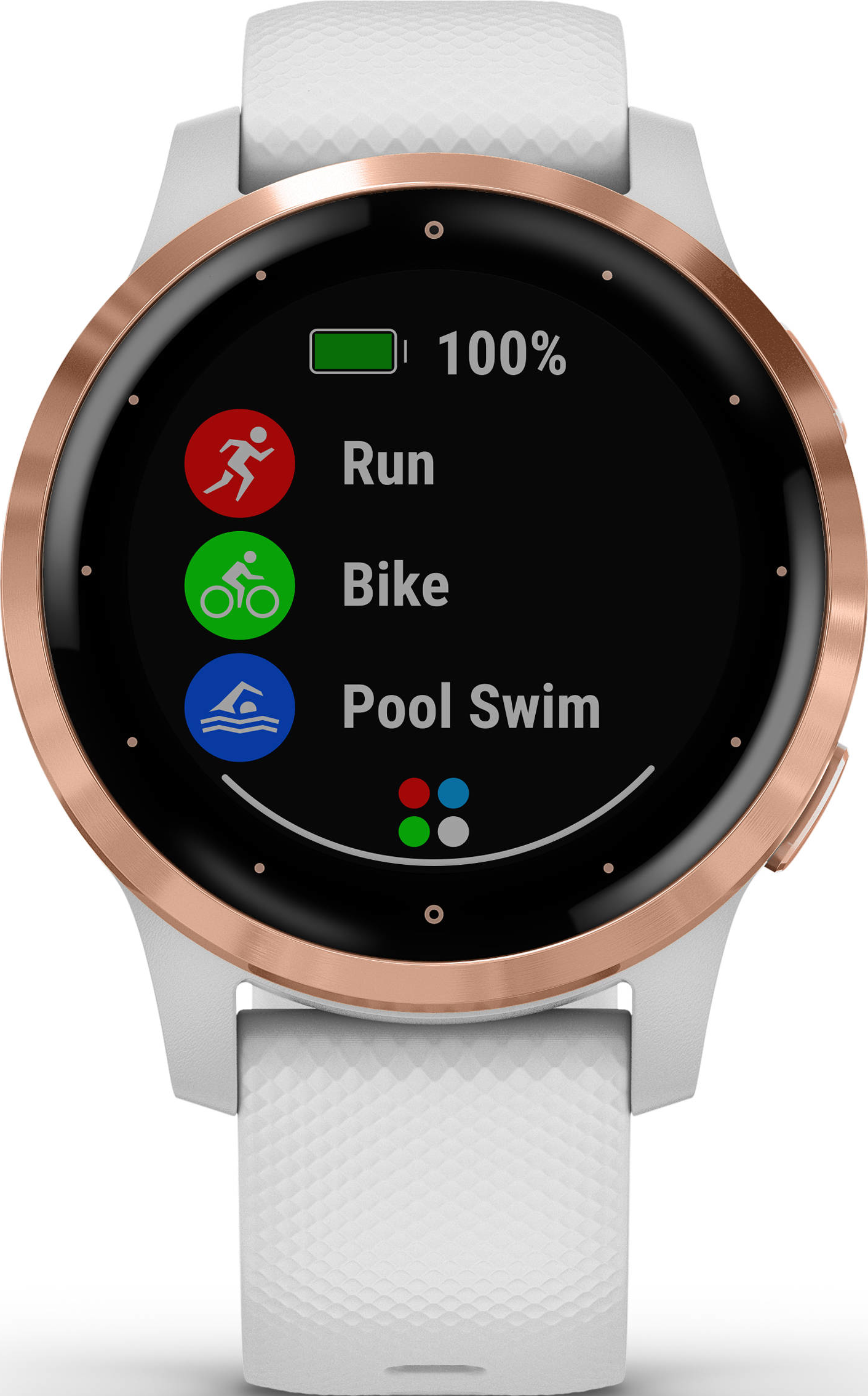 GARMIN vívoactive 4s - GPS-Smartwatch (Breite: 18 mm, Silikon, Weiss/Rosegold)