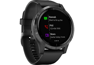 GARMIN vívoactive 4 - GPS-Smartwatch (Breite: 22 mm, Silikon, Schwarz/Schiefergrau)