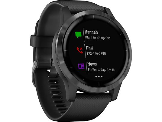 GARMIN vívoactive 4 - GPS-Smartwatch (Breite: 22 mm, Silikon, Schwarz/Schiefergrau)