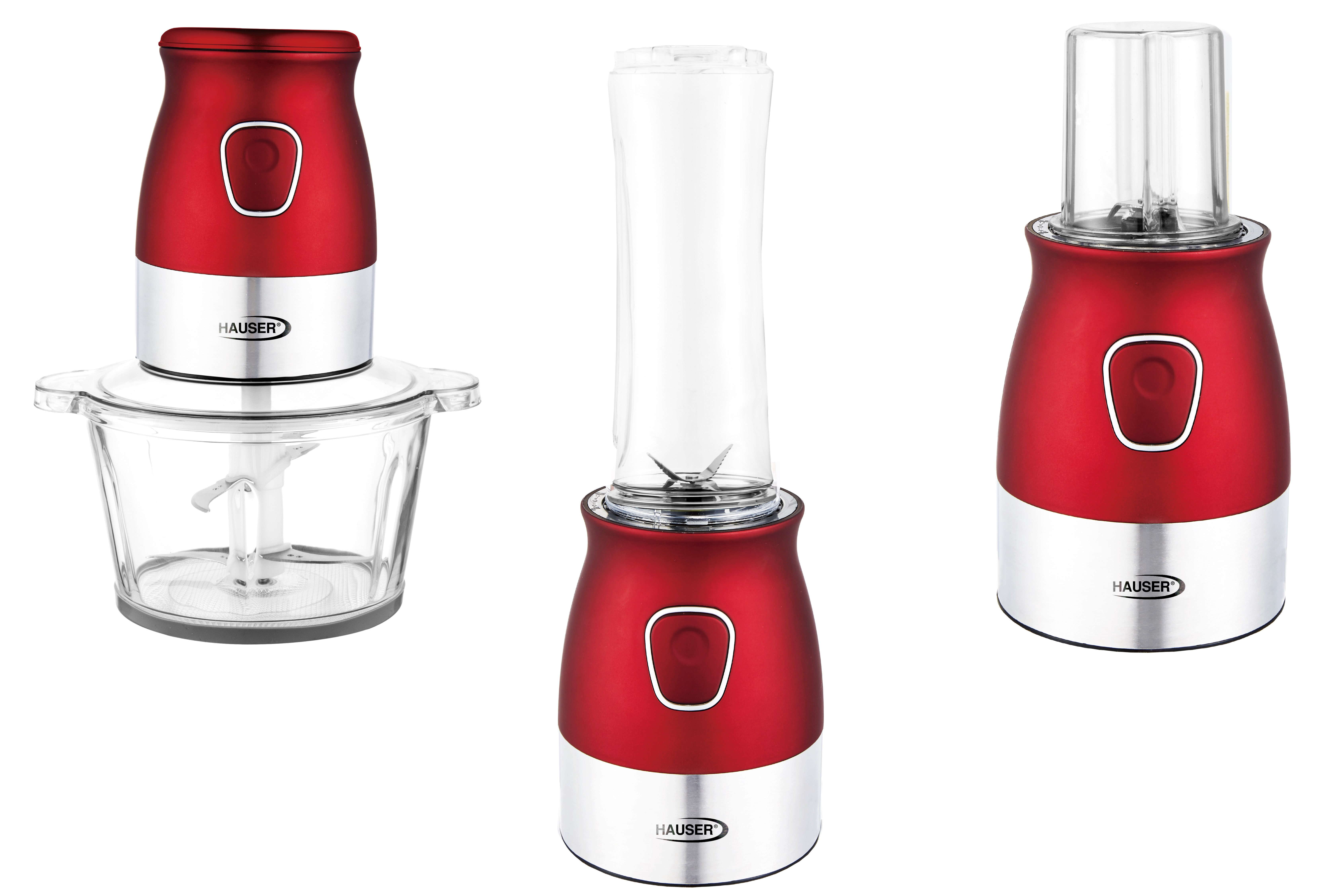 HAUSER BC-326R Turmixgép, 3 az 1-ben, piros