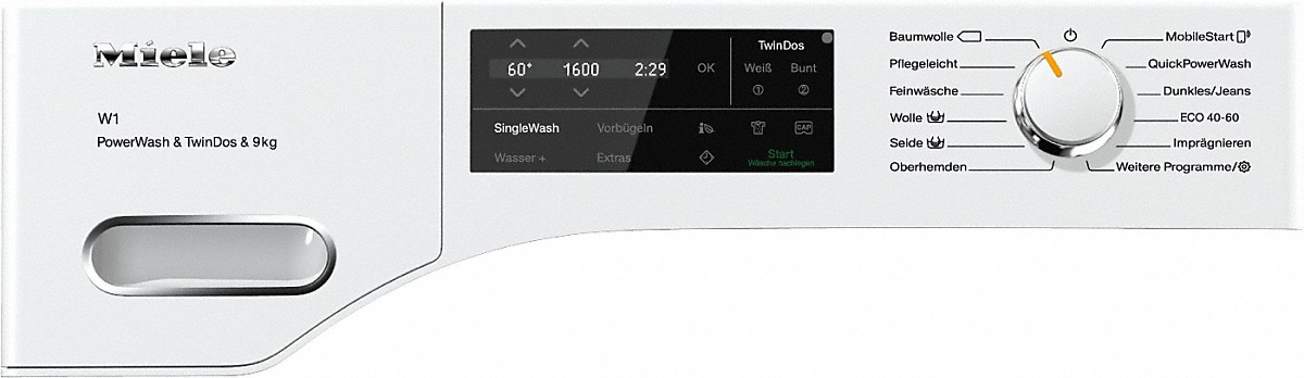 MIELE WWI860 WPS PWash&TDos&9kg W1 White Edition Waschmaschine (9 kg, 1600 U/Min., A, Flusenfilter, Fremdkörperfilter)