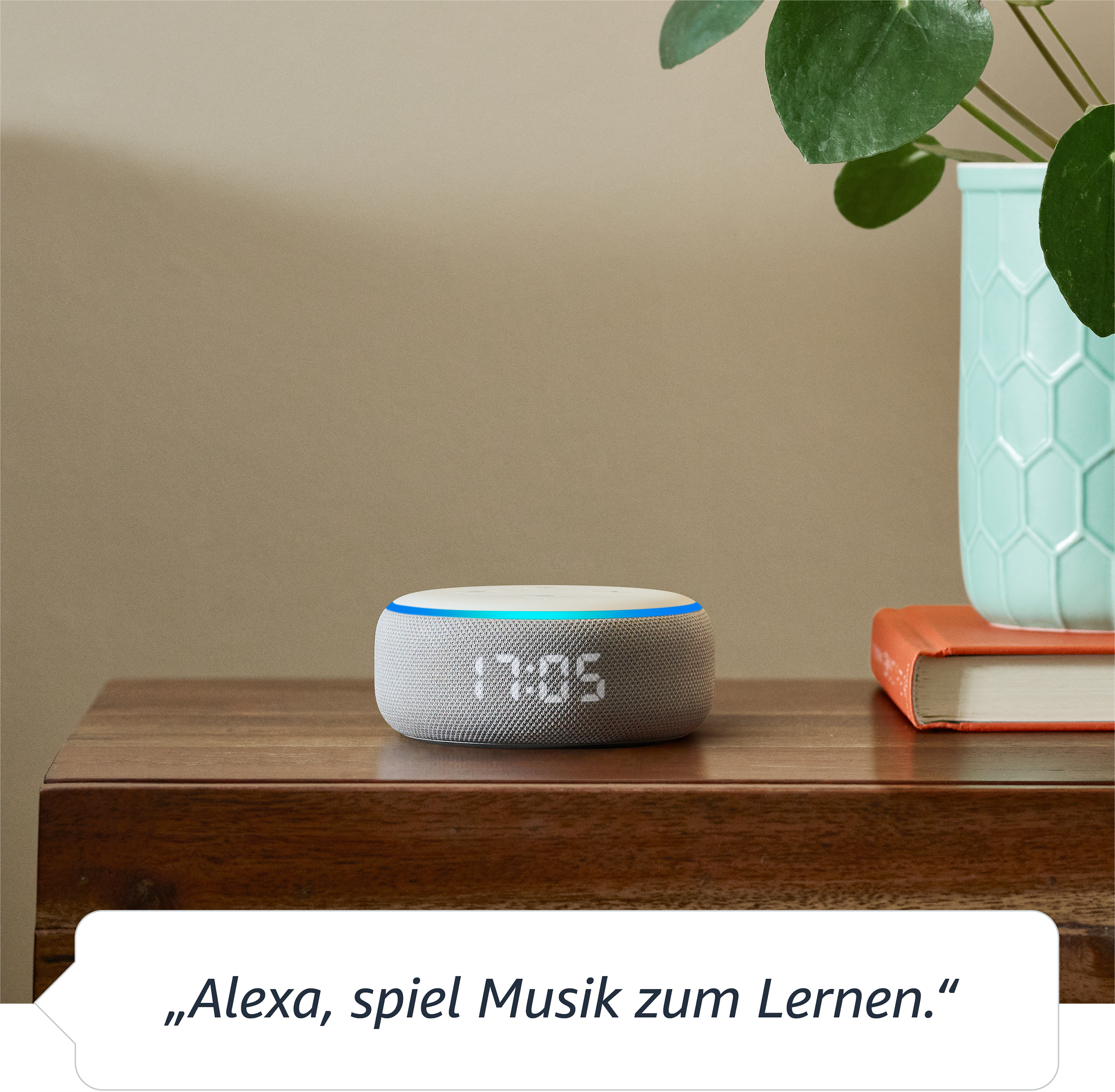 AMAZON Echo Dot (3. Gen.) Smarter Lautsprecher mit Uhr und Alexa, Sandstein Stoff