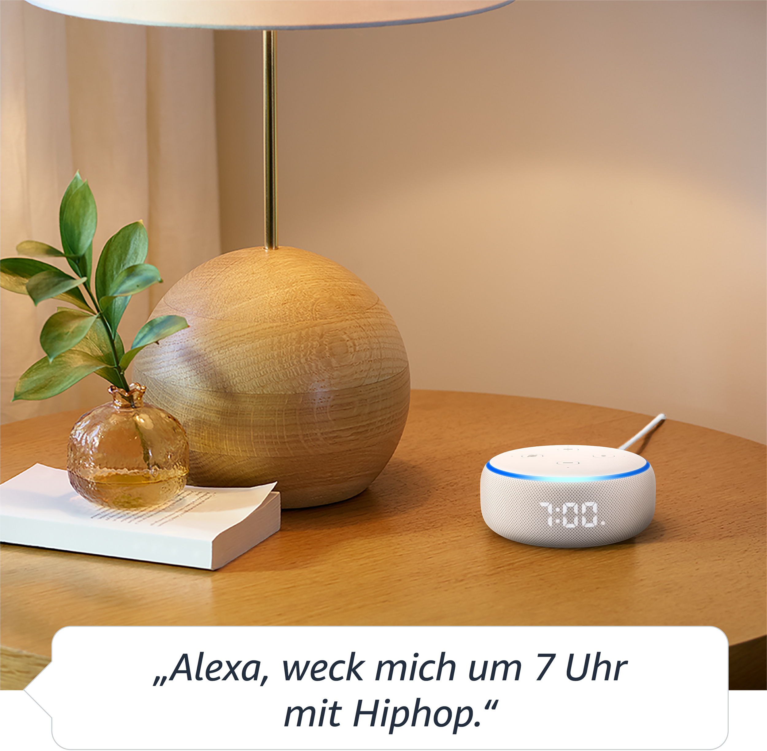 AMAZON Echo Dot (3. Gen.) Smarter Lautsprecher mit Uhr und Alexa, Sandstein Stoff