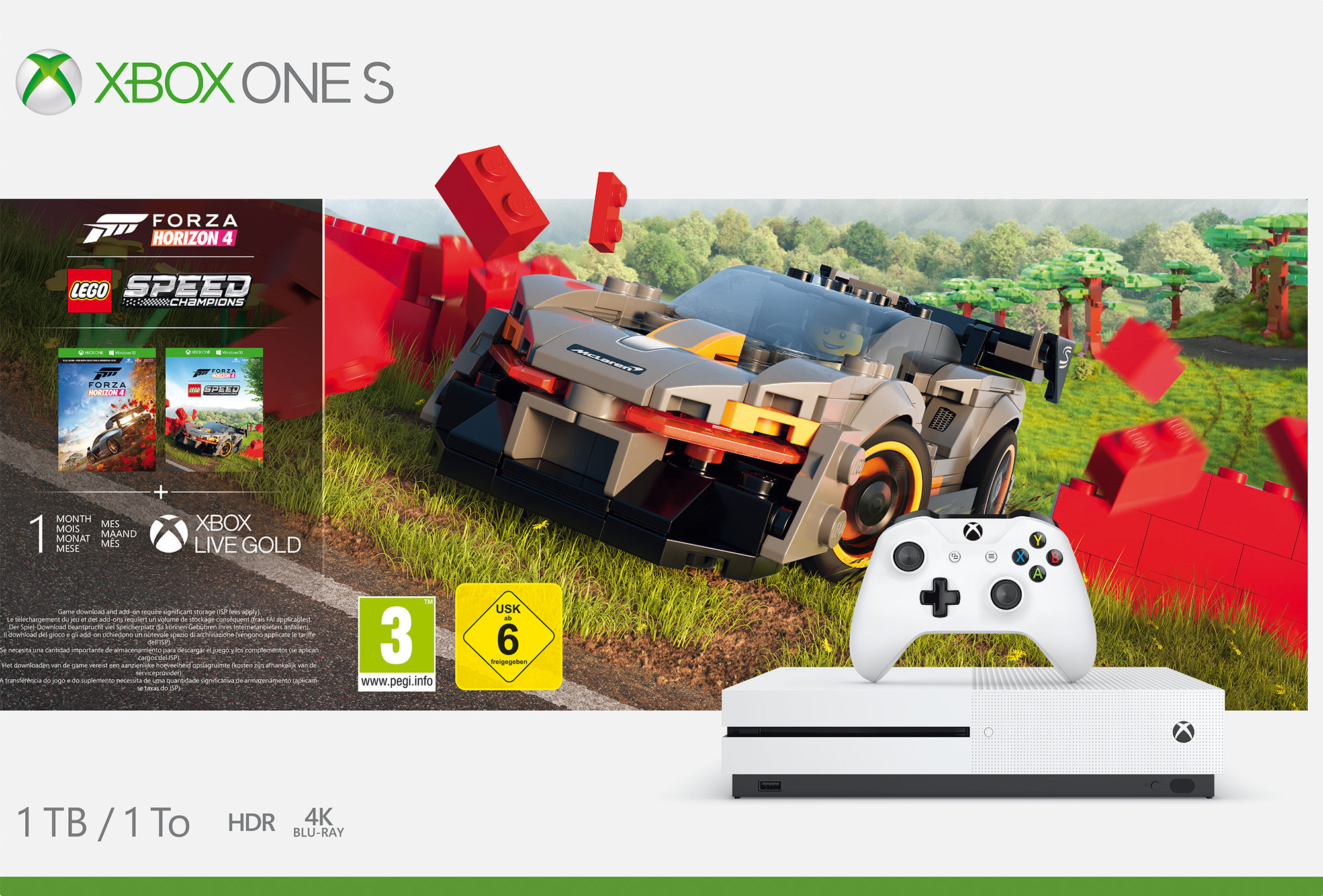 Xbox One S 1TB - Forza Horizon 4 LEGO Speed Champions Bundle - Spielkonsole - Weiss