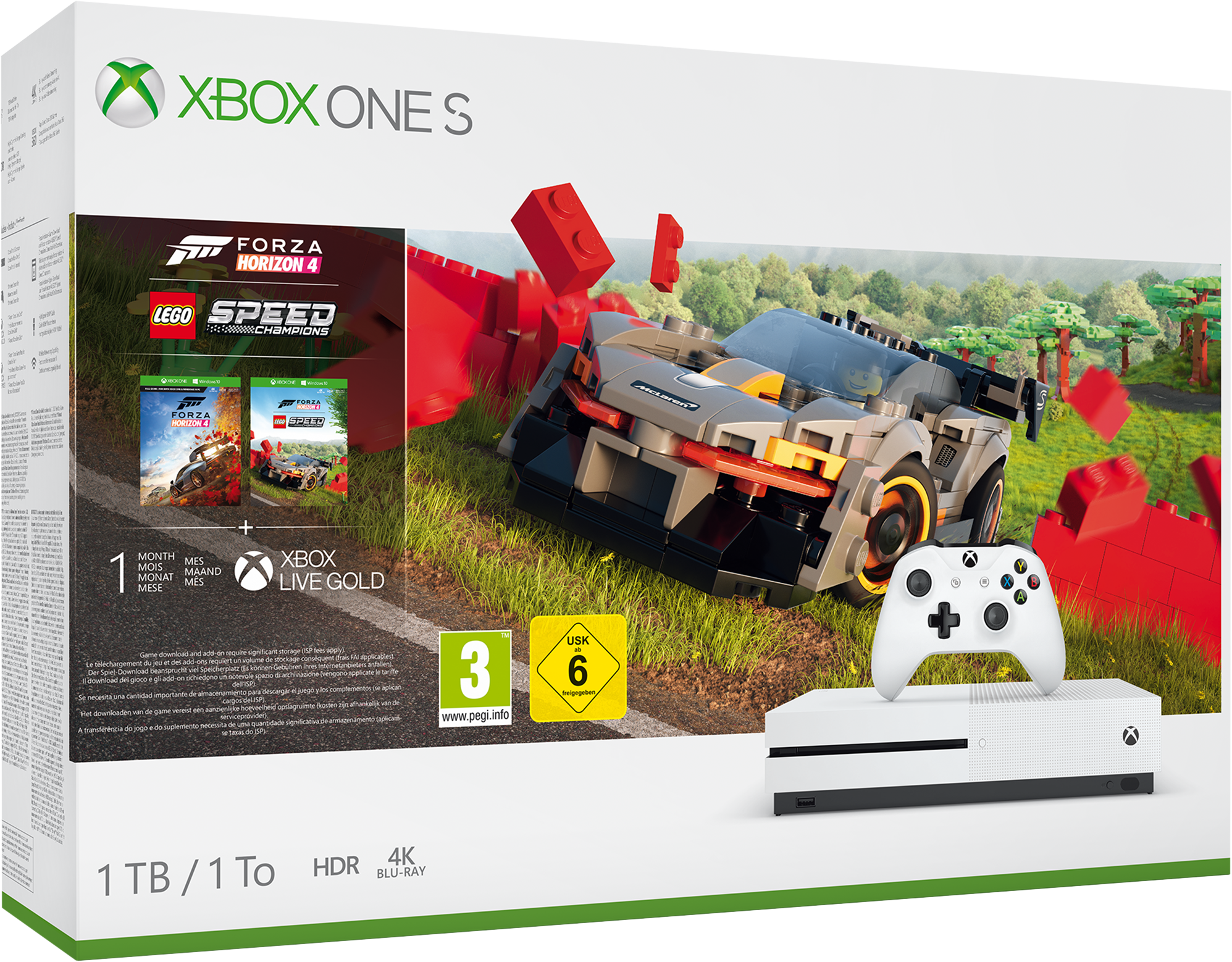 Xbox One S 1TB - Forza Horizon 4 LEGO Speed Champions Bundle - Spielkonsole - Weiss