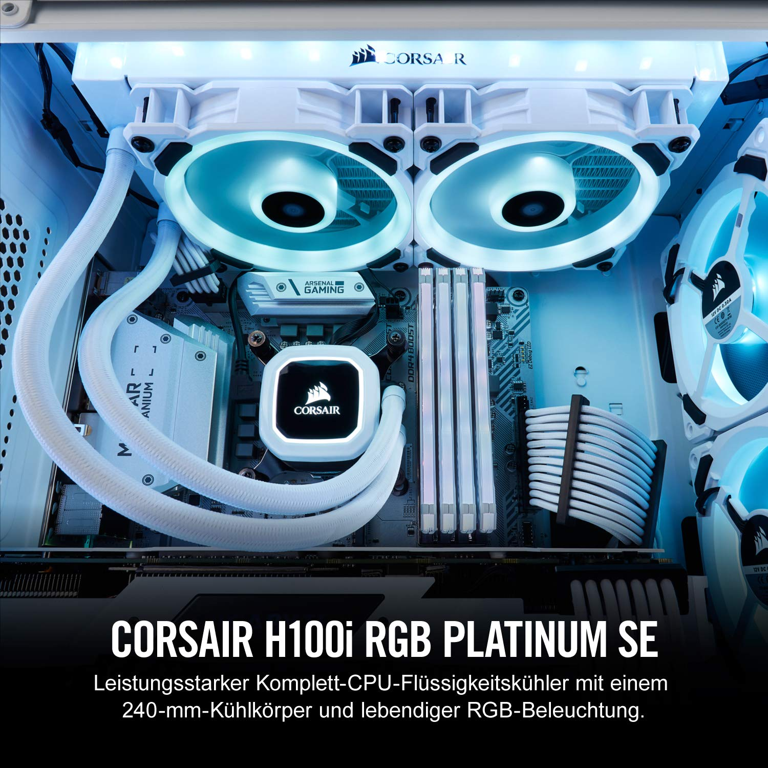 RGB H100i PLATINUM CPU SE Wasserkühlung, Weiß CORSAIR