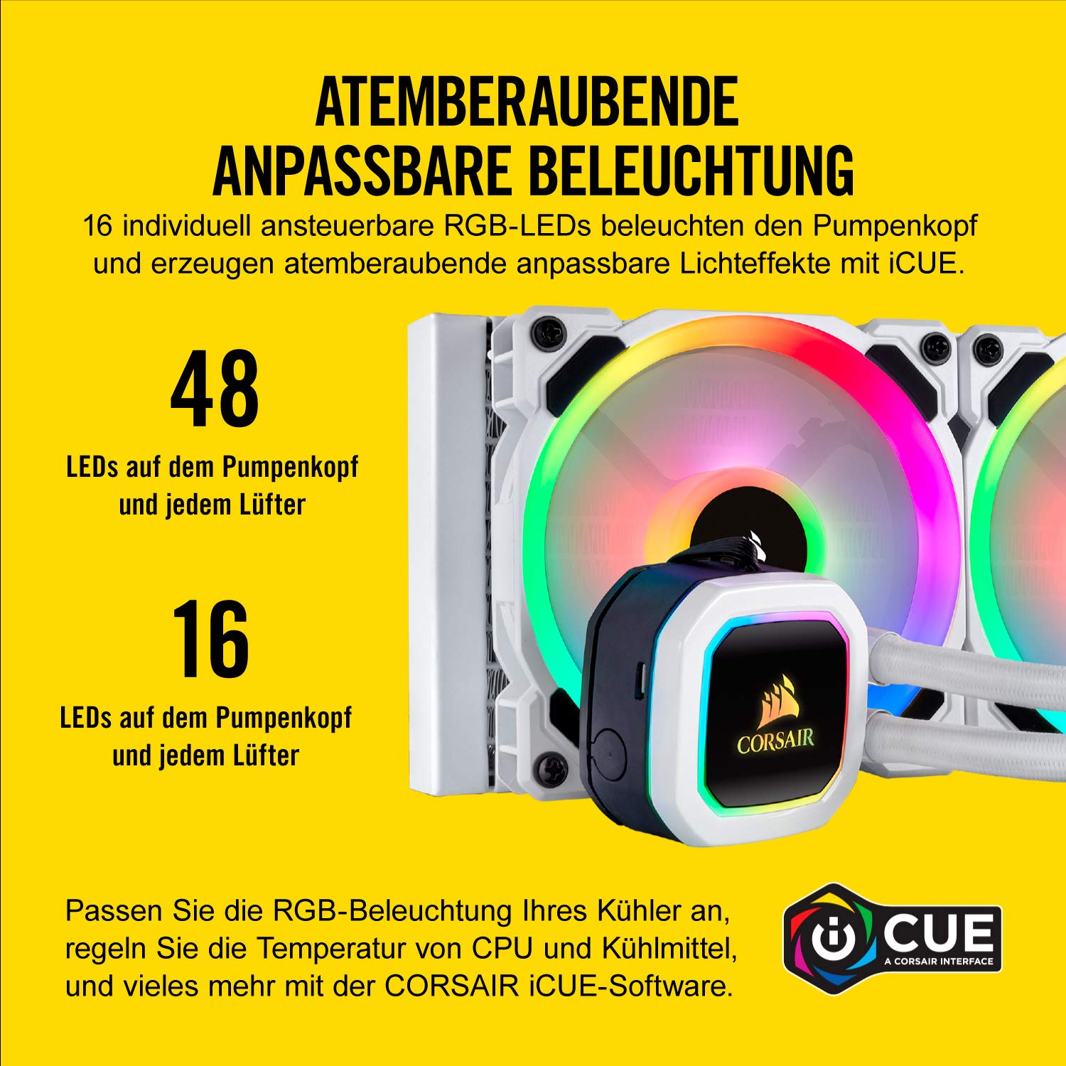 CORSAIR H100i RGB PLATINUM SE CPU Wasserkühlung, Weiß