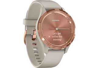 GARMIN vívomove 3S - Smartwatch (Breite: 18 mm, Silikon, Beige/Roségold)