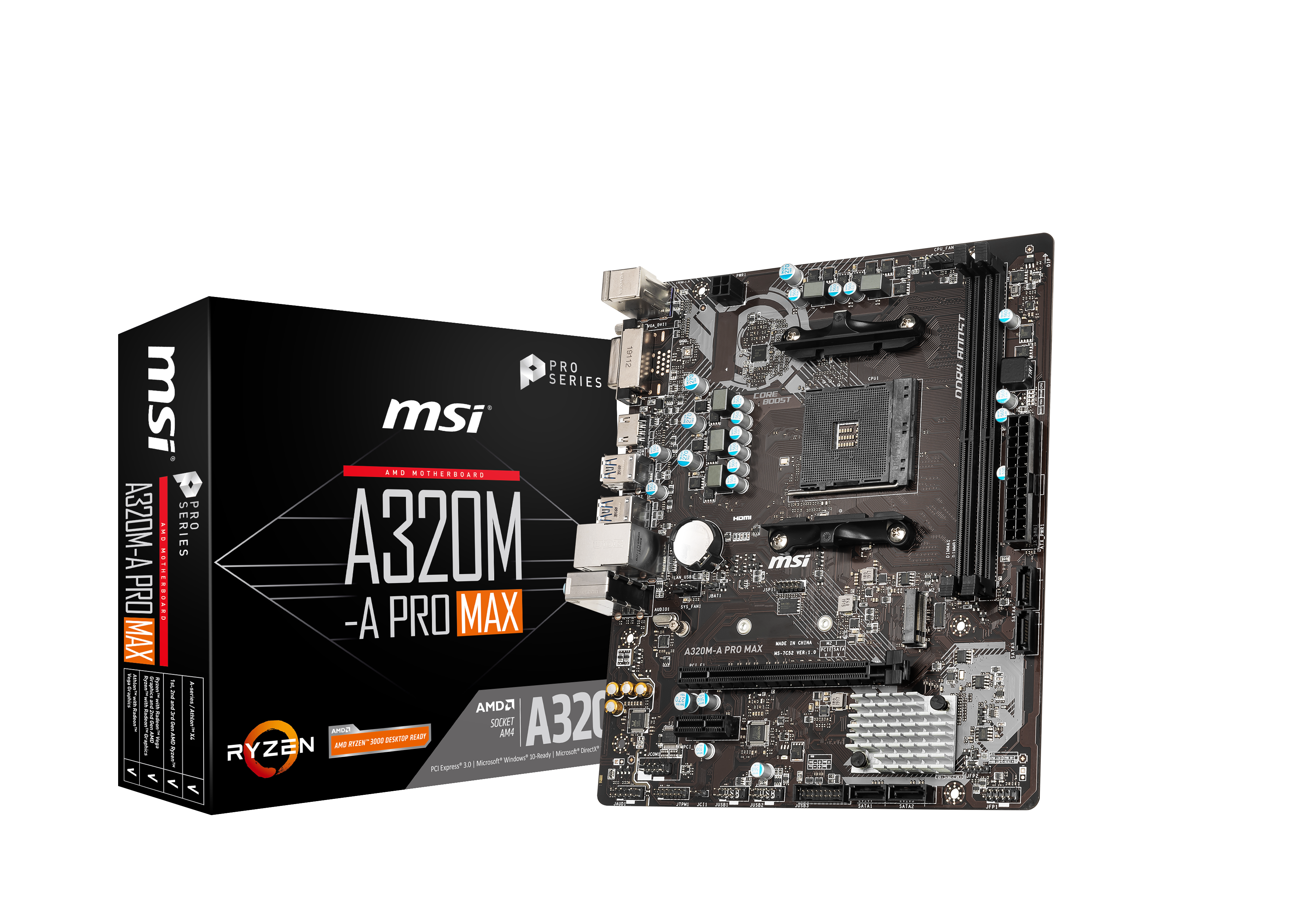 MSI A320M-A Pro Max Mainboard Schwarz