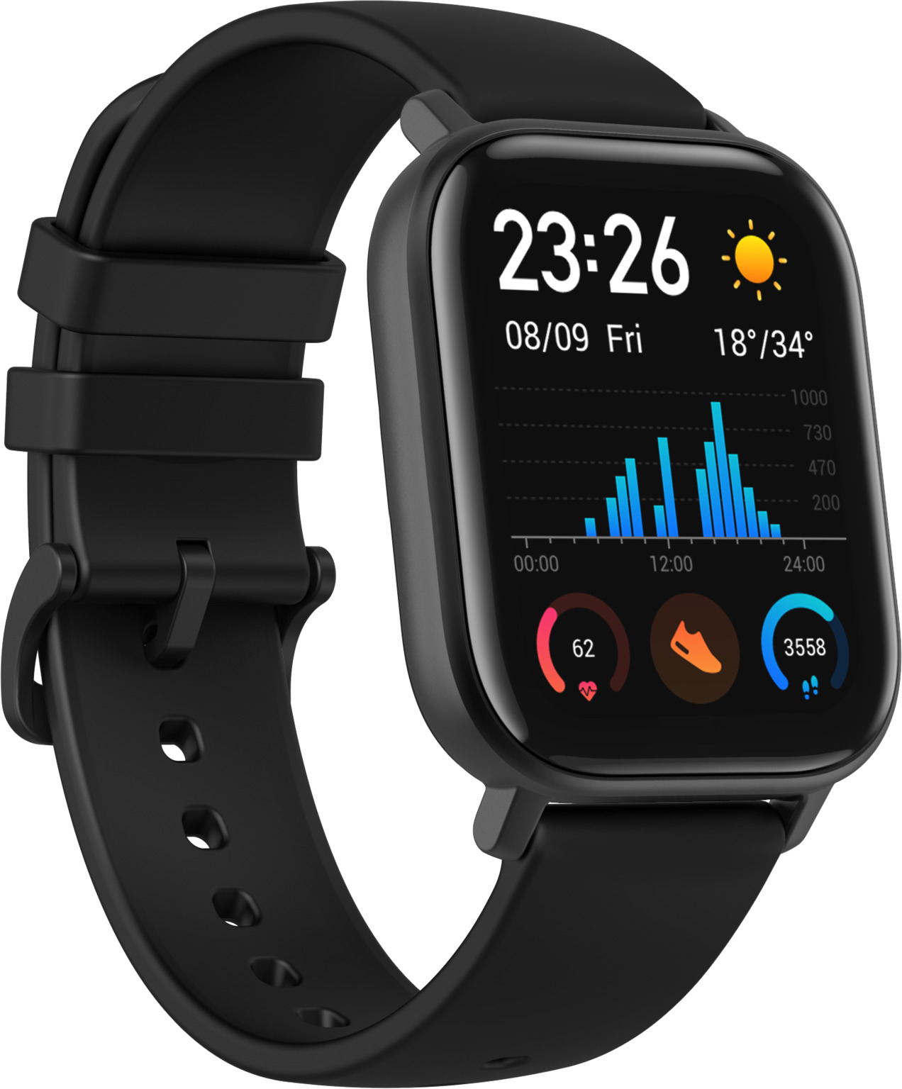AMAZFIT A1914 GTS Smartwatch Aluminium + Kunststoff Silikon, 120 mm + 87 mm, Obsidian Black