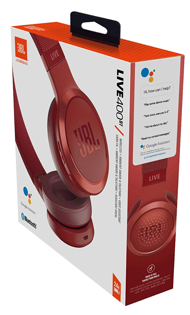 JBL Live 400BT, bluetooth fejhallgató, piros