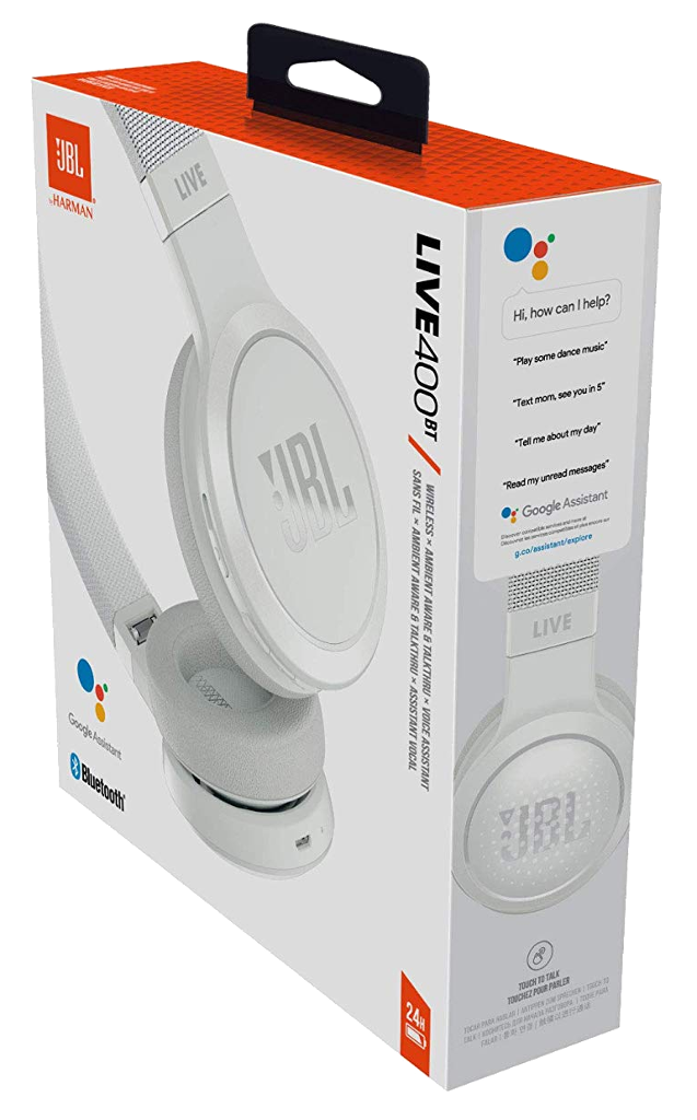 JBL Live 400BT, bluetooth fejhallgató, fehér