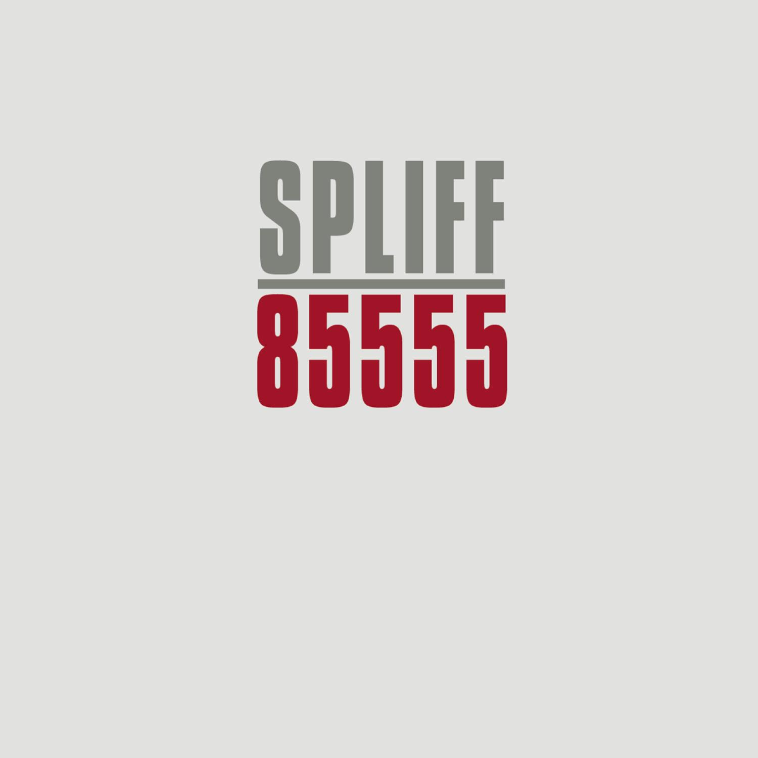 Albumcover: Text 'SPLIFF' und die Nummer '85555' auf hellgrauem Hintergrund.
