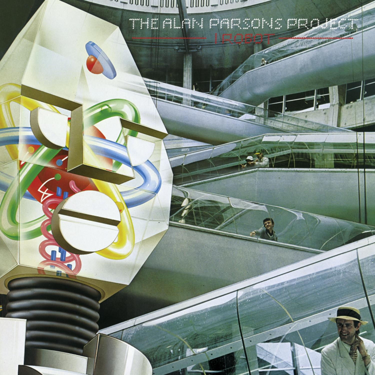 Roboterähnliche Struktur mit belebtem Hintergrund von Rolltreppen. Die Worte 'The Alan Parsons Project' stehen oben.