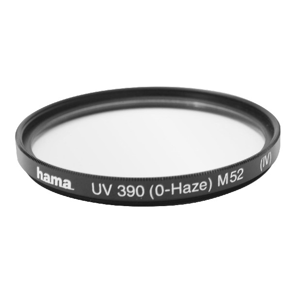 Black Hama UV filter for a camera lens. It has text on it.
