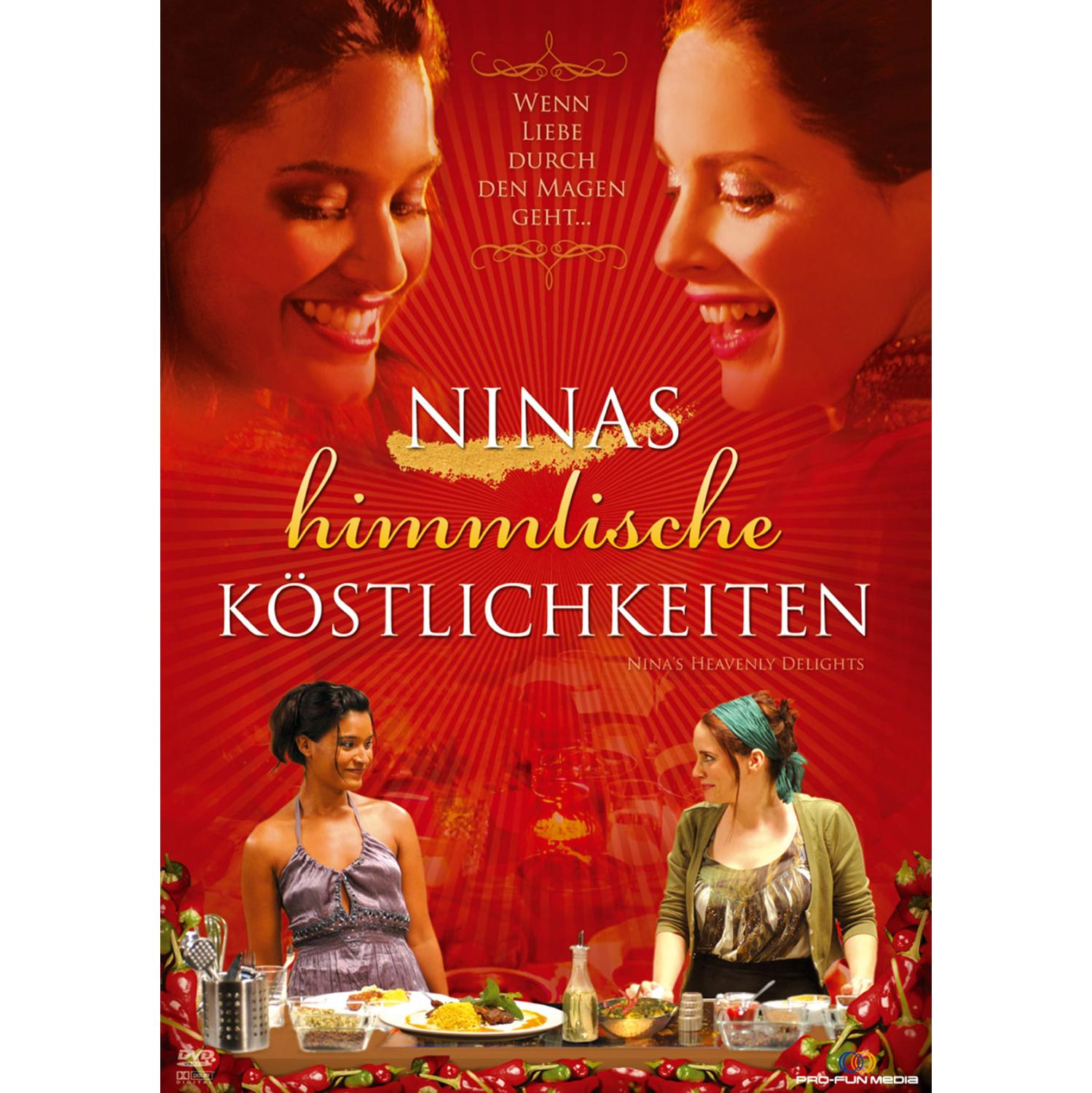 Ninas himmlische Köstlichkeiten DVD-Cover, mit zwei Frauen, Essen und Text.