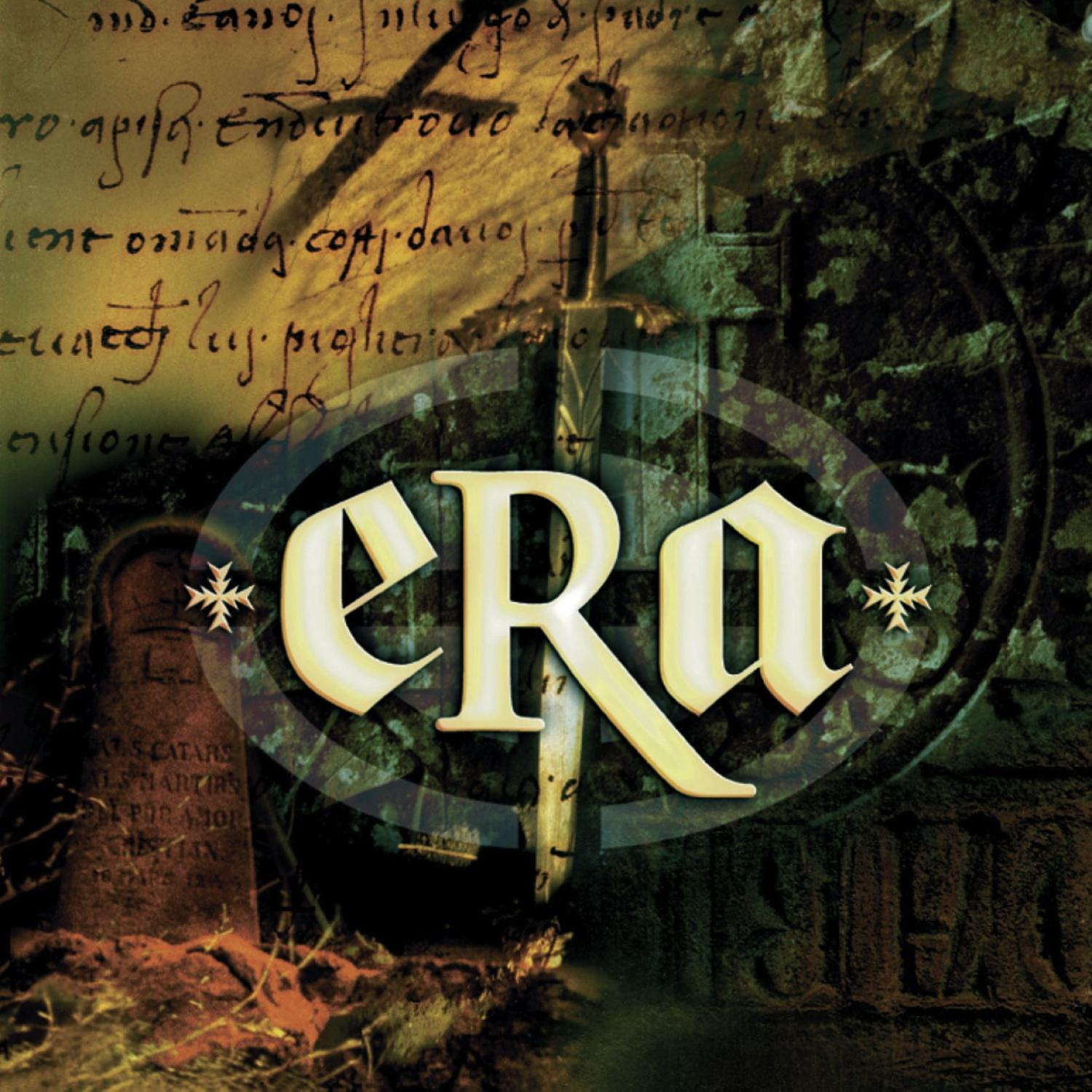Albumcover mit Schwert, Kreuz und Text 'eRa'. Hintergrund ist alte Schrift.
