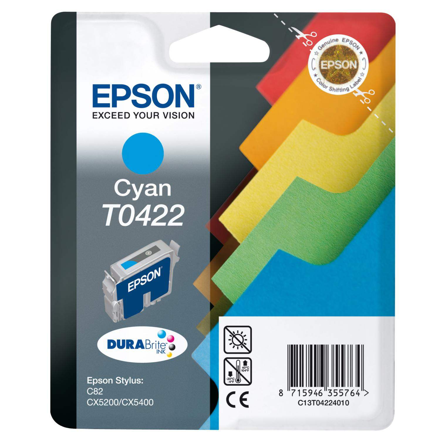 EPSON Original Tintenpatrone Cyan (C13T04224010)