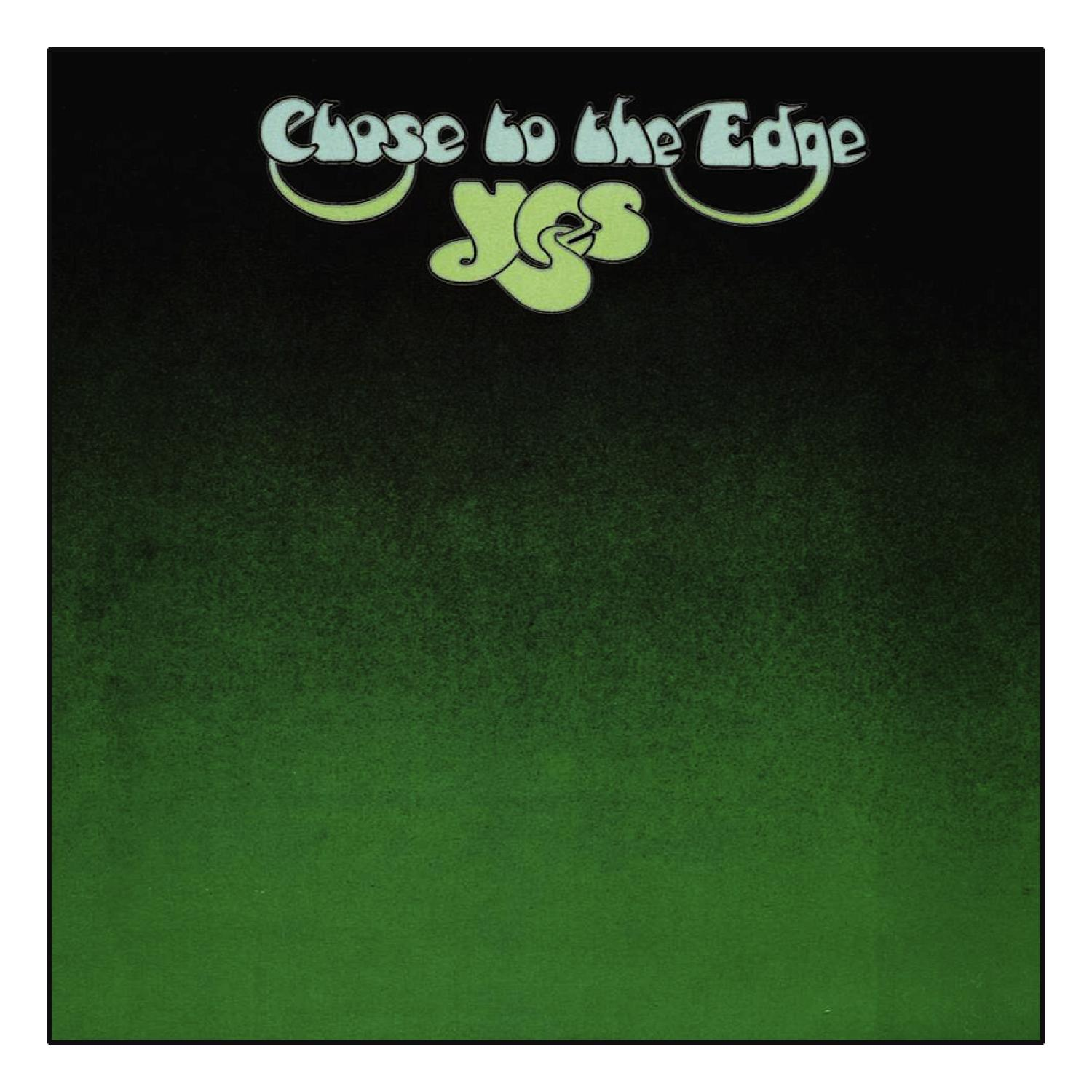 Albumcover von Yes, 'Close to the Edge'. Titel in Grün, über einem grün-schwarzen Verlauf.