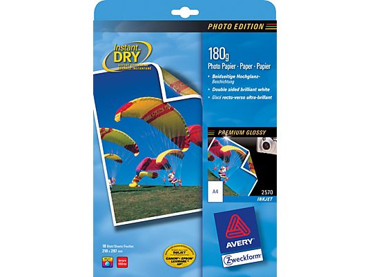 ZWECKFORM Classic Inkjet carta fotografica lucida, DIN A4, 180 g/m², 10 fogli - 