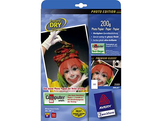 ZWECKFORM Glossy Photo Paper, DIN A4, 200 g/m², 25 feuilles - 