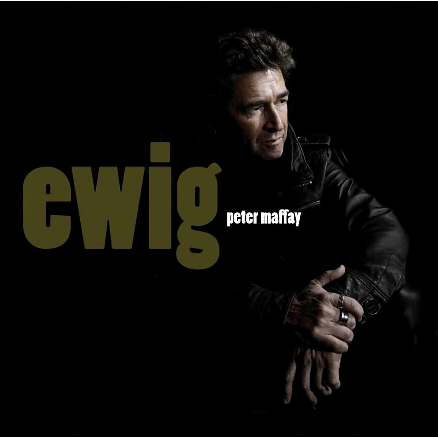 Peter Maffay-Albumcover. Mann in Lederjacke, nach links schauend. Dunkle Umgebung mit großem Text.