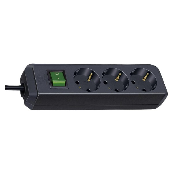 Regleta - Brennenstuhl 1152300015, 3 tomas AC, Cable 1.5m, Negro